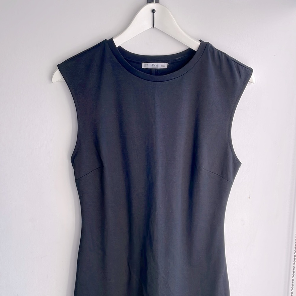 Zara chic black midi length sleeveless dress